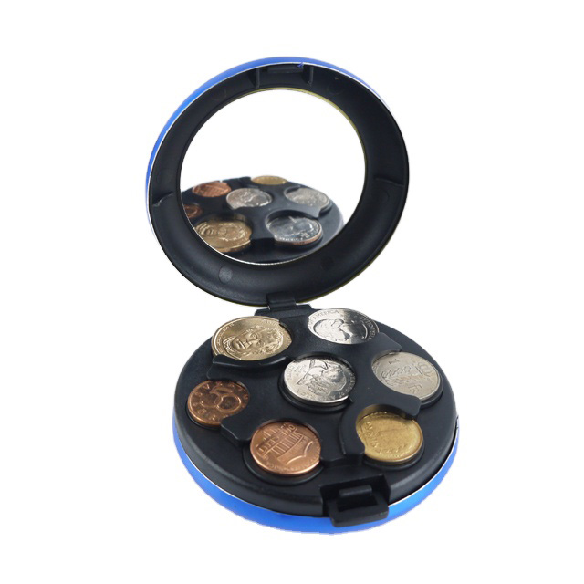 Mini Cute Round Frame Coin Kiishka Kaydka Lacagta Qadaadiicda ah